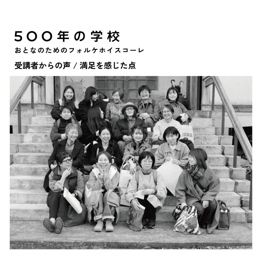 画像：参加者の声のご紹介「500年の学校～おとなのためのフォルケホイスコーレ～」 満足を感じた点、ご自身に起こった変化や兆し